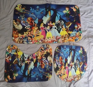 Disney Characters Bathroom Set 3 Mats and Shower Curtain with Hooks - Picture 1 of 6