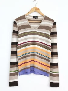 Etro Cashmere V-neck Striped Sweater, Size 46 - Picture 1 of 6