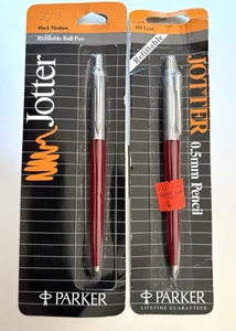Vintage "2 Parker Jotter Kugelschreiber": Made In USA; 1990er; weinrot & silber, neu in OVP - Bild 1 von 2