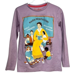 Piccolina Maria Montessori Long Sleeve Trailblazer Tee Shirt Girls Size 7 Cotton - Picture 1 of 4