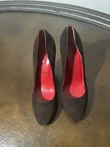 Mujer Cesare Paciotti Tachonado Gamuza Cuero Bomba Marrón Talla 39 Us9 - Imagen 1 de 8