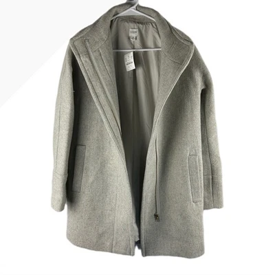 J. Crew Wool Blend Zipper Front Coat Size 4 Light Gray NWT Topcoat Pea Heritage - Image 1 of 4