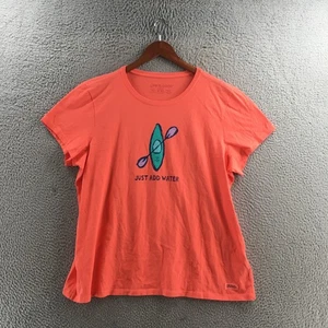 Life Is Good Just Add Water Kayak Short Sleeve Crusher T-Shirt Womens 2XL Coral - Picture 1 of 15