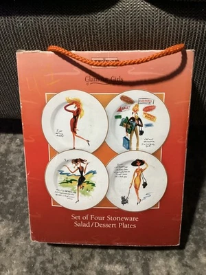 Sakura Glamour Girls Salad/Dessert Plates Set of 4, 8” NOS - Image 1 of 4