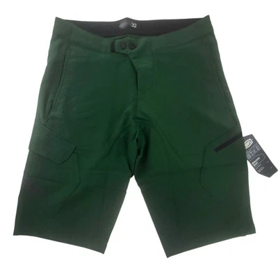 100% Men's Ridecamp Mountain Bike Shorts Size 32 Forest Green MTB BMX Cycling - Image 1 of 3