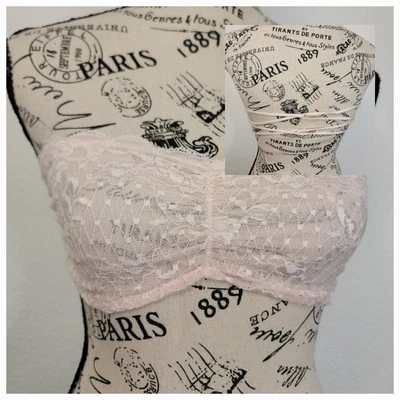 Sujetador Free People Bandeau Talla Pequeña Encaje Tirantes Transparente Elastizado Íntimamente Foto 1 de 4