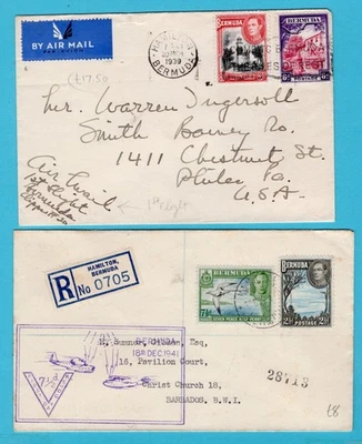 BERMUDA 2 covers 1939 first flight and 1941 first day Hamilton to USA - Image 1 of 2