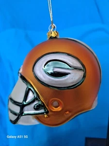 Ornamento natalizio in vetro Green Bay Packers nuovo con scatola dipinto a mano 3" x 4" - Foto 1 di 12