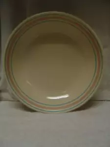 VINTAGE 12" McCOY POTTERY PINK AND BLUE STRIPE PASTA BOWL - Picture 1 of 1