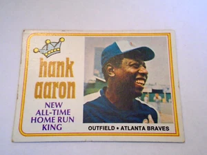 Tarjeta de béisbol Topps 1974 #1 Hank Aaron Home Run King Ex sin pliegues - Imagen 1 de 2