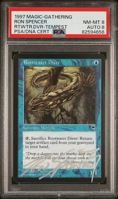 Rootwater Diver Tempest MTG NM MINT PSA 8 AUTO 8 Ron Spencer Signed - Image 1 of 2