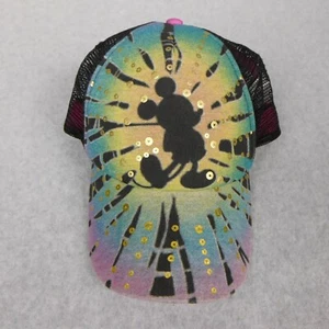 Disney Damen Snapback Mütze Mickey Mouse Silhouette Batik Pailletten Trucker Cap - Bild 1 von 7