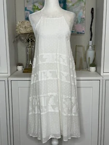 Ann Taylor Loft White Cotton Gauze Tent Dress Size Medium NWT - Picture 1 of 7