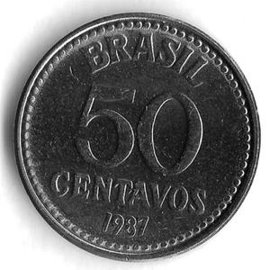 1987 Brazil 50 Centavos World Coin -KM# 604 - Picture 1 of 2