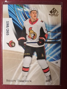 2020-21 SP Brady Tkachuk /265 GOLDEN BURST Game Used #51 Ottawa Senators NHL