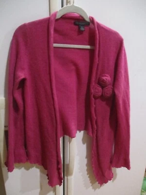 Elena Solano 100% Cachemira Rosa Crop Cárdigan Abierto Suéter M Reparación Foto 1 de 3