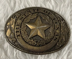 Vtg State of Texas Belt Buckle Tony Lama Brass Made in USA Preowned - Picture 1 of 3