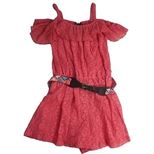 Zunie Girls Off Shoulder Lace Romper with Belt Short Summer Spring Dress Sz 7-16 - Picture 1 of 2