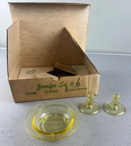 Vintage Mosser Glass The Jennifer Miniatures Set #6 Gold Krystal with Box - Picture 1 of 5