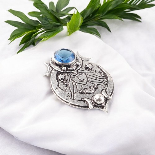 VETEMENTS "Ciondolo Gioielli Argento Sterling 925 Pietra Preziosa Topazio Blu Naturale Londra 1 63"