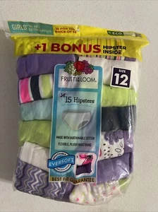 NWT Fruit of the Loom Girls 15 Pack Hipster Panties Multi Color Girls Size 12 - Picture 1 of 6