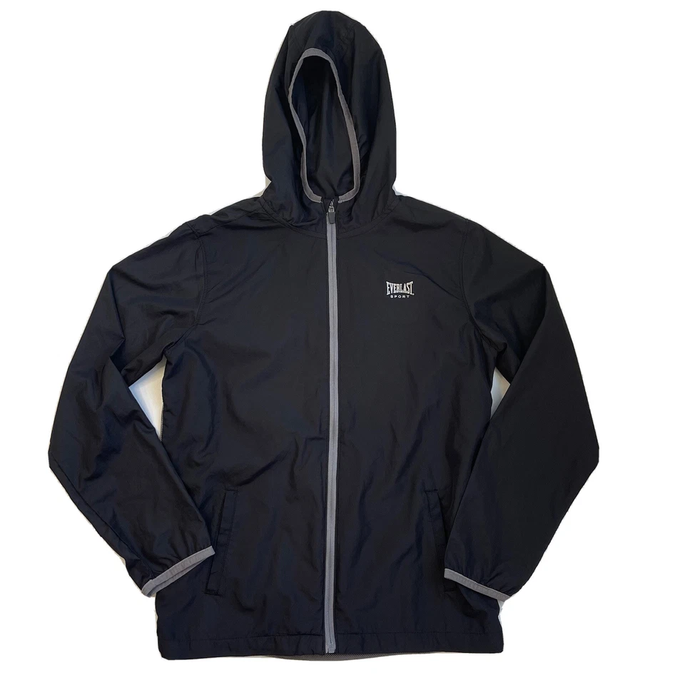 Chaqueta cortavientos Everlast Sport para niño talla X grande (14/16) negra con capucha cremallera Foto 1 de 4