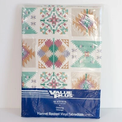Kmart De Colección Mantel Azteca Franela Respaldo Vinilo Oblongo 70x52 Valor Plus Nuevo Antiguo Foto 1 de 4