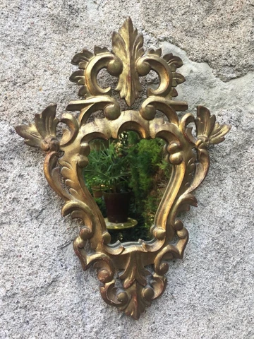 Antique French Louis XVI Style Carved Giltwood Mirror Gold Leaf 19th century Cover