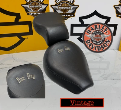 HD OEM Vintage 84-99 Harley Heritage Fatboy Softail Solo/Passenger Pillion Seat Foto 1 de 4