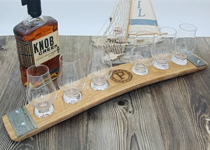Engraved 6-Glass Whiskey Flight | Personalized Bourbon Tasting Tray | Glencairn - Picture 1 of 10