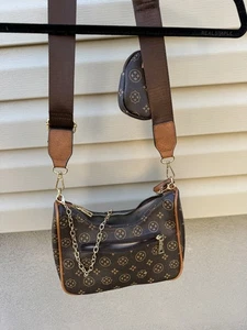 Womens brown elegant handbag purse with matching stylish headphone case - Picture 1 of 7