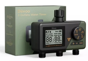 Water Timer, Automatic Garden Irrigation Controller 1 2 3 Outlets - Picture 1 of 13