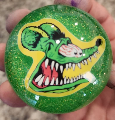 Rat Fink Custom Glitter Shift Knob Hot Rod, Rat Rod, Mooneyes Vintage Shifter - Image 1 of 4