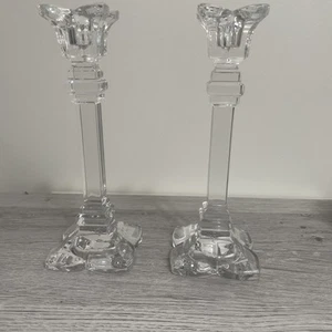 Mikasa “The Petals” 7 3/4” Lead Crystal Candlesticks Made In Germany - Picture 1 of 3