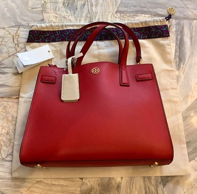 全新带标签 TORY BURCH Walker 小号挎包颜色红色 MSRP $378.00 — 第 1/4 张图片