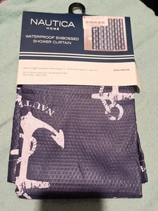 NEW! NAUTICA Fabric ANCHORS Shower Curtain 70" X 72" ~ Navy Blue / White ~ NICE! - Picture 1 of 6