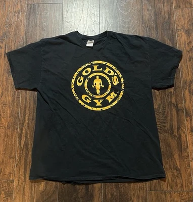 Camisa de gimnasio vintage dorada para hombre XL negra amarilla Venice Beach aprox. entrenamiento de elevación Foto 1 de 4