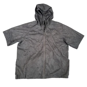 ASICS XL Schwarz Geo Kurzarm Kapuze Full Zip Taschen Herren Golf Windbreaker - Bild 1 von 10