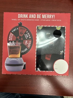 Juego de beber Drink And Be Merry Wheel Of Shots + 3 pares de calcetines para hombre Foto 1 de 2