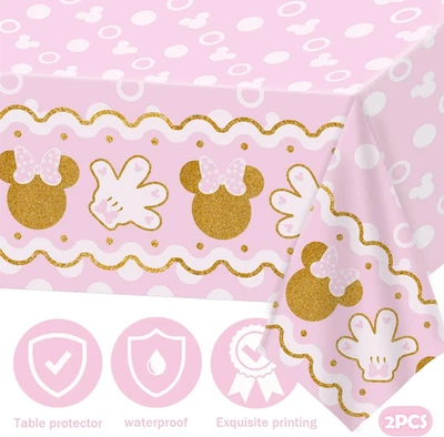 2 Piezas Mantel Desechable Plástico Cubierta Minnie Baby Shower Niña Fiesta de Cumpleaños Foto 1 de 4