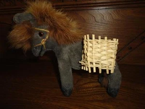 Antique 1950s Jays Made in Ireland DONKEY Toy 6 Inch Real Fur Mane Glass Eyes - Picture 1 of 8