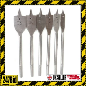6Pc Flat Spade Wood Boring Hole Saw Cutter Drill Bit Set 10,12,16,18,20,25Mm - Picture 1 of 5