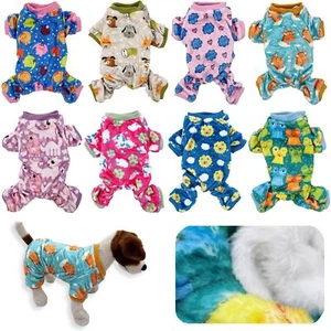 Dog Pajamas Soft Warm FLEECE Jumpsuit Cute Pet Clothes for Small and Medium Pet - Picture 1 of 13