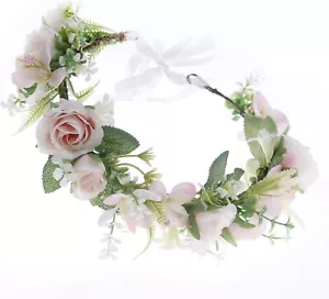 Corona de flores corona floral diadema corona de pelo corona de flores nupciales ajustable - Imagen 1 de 5
