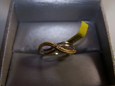  ANILLO BANDA ZALE'S JEWELER PLATA ESTERLINA CRUZADA DIAMANTE AMARILLO TALLA 6 Foto 1 de 4