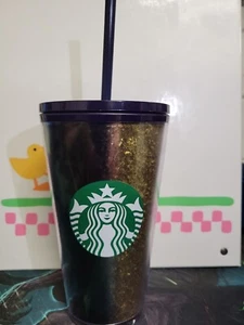 Starbucks Exclusive Holiday 2020 Black / Gold Glitter 16 oz Tumbler Cup - Picture 1 of 4