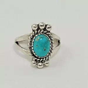 Anello Argento Sterling e Turchese dell'Artista Navajo Lenora Begay Donna Taglia 5,75 - Foto 1 di 11