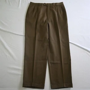 Austin Reed 32x29 Brown Super 100s Wool Pleated Cuffed Old Money Dress Pants - Picture 1 of 9