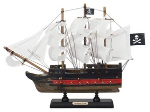 Wooden Caribbean Pirate White Sails Limited Model Pirate Ship 12"" - Picture 1 of 2