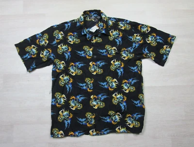 Vintage 90s Y2K City Impact AOP Skull Skater Tribal (M) Deadstock Shirt Evil Eye - Image 1 of 4